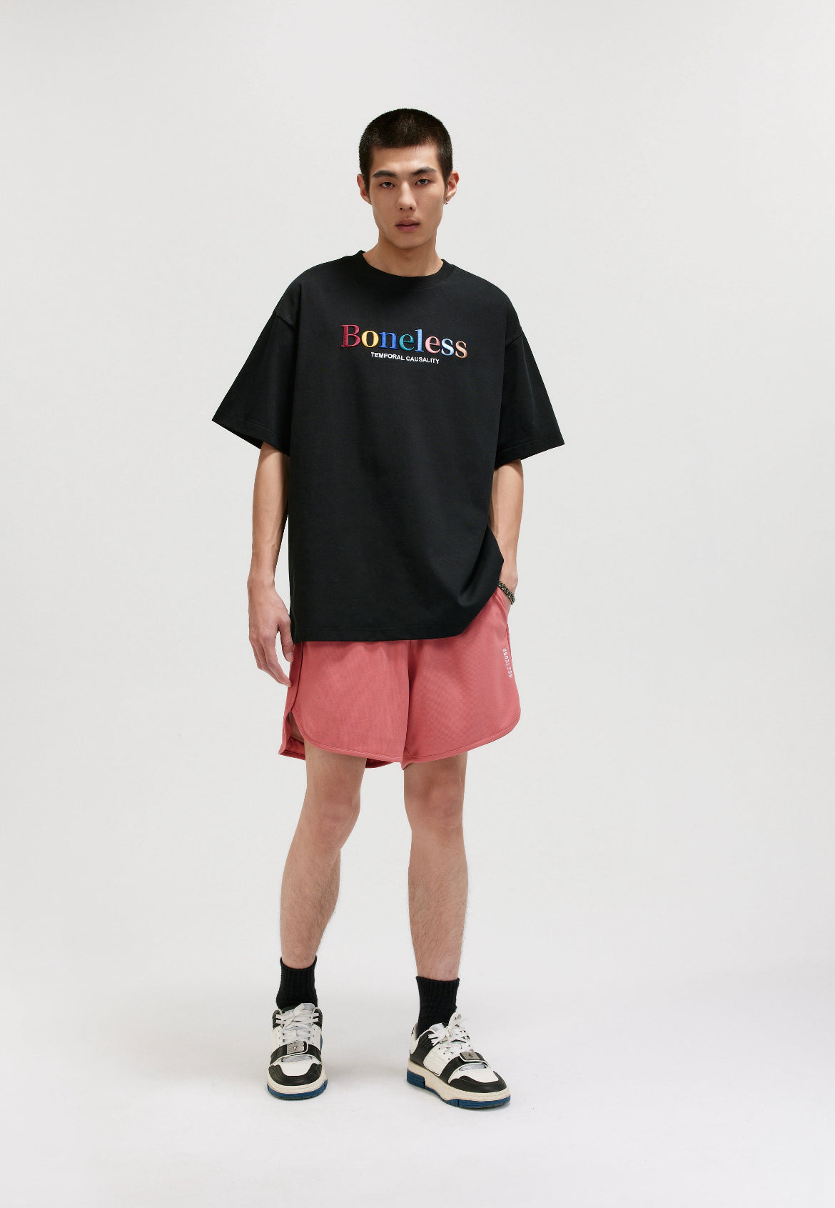 Boneless Rainbow Embroidery Oversized Tee