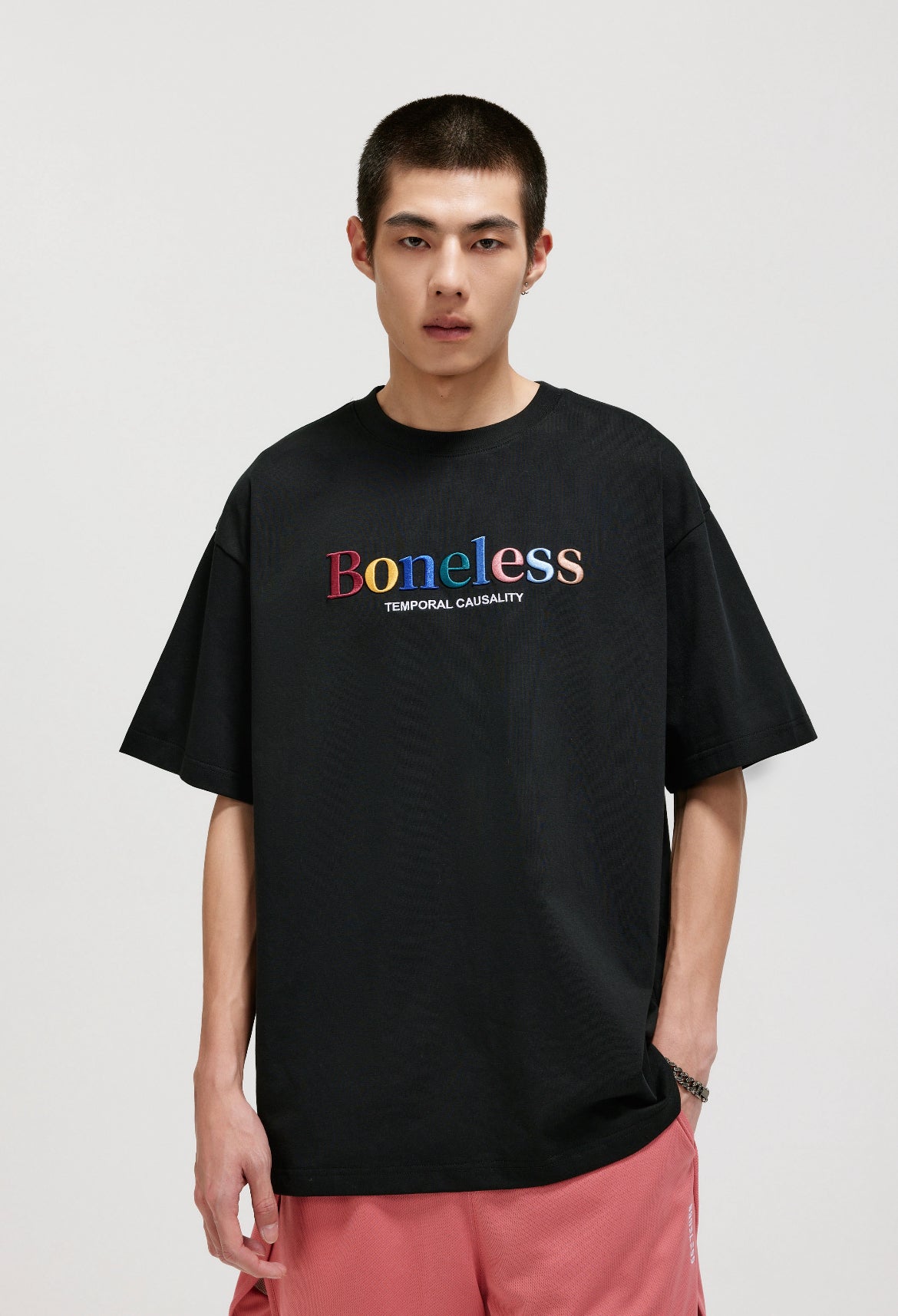 Boneless Rainbow Embroidery Oversized Tee