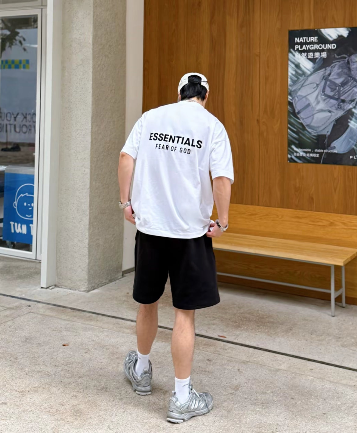Essentials Fear of God Always On SS25 white tee streetwear fashion back view
