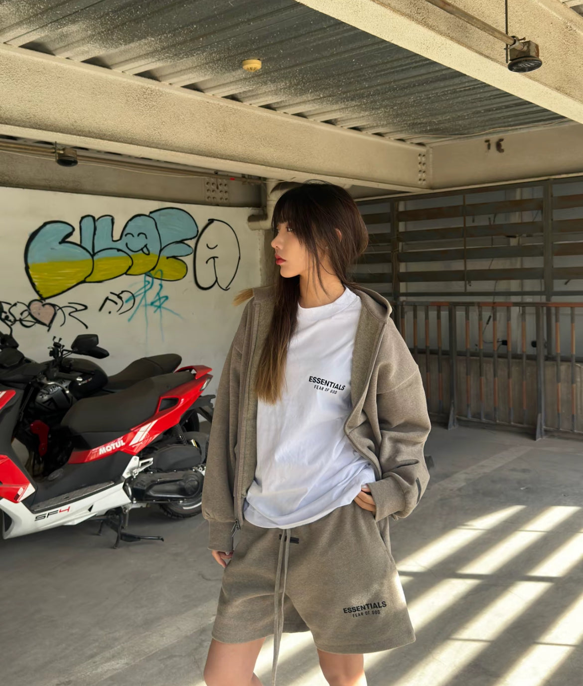 Essentials Fear of God Always On SS25 grey hoodie unisex streetwear