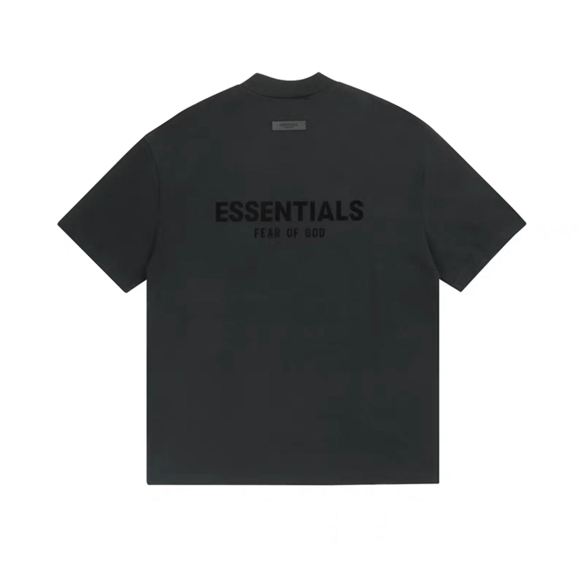 Essentials SS22 Fleece Logo Oversized Tee Black colour essentials oversized streetwear shirt flat lay