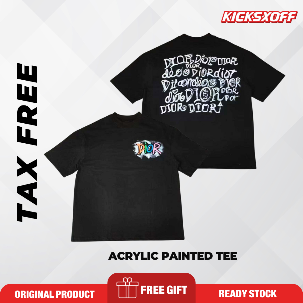 TAX FREE Acrylic Painted Dior Back Wording Streetwear Tee