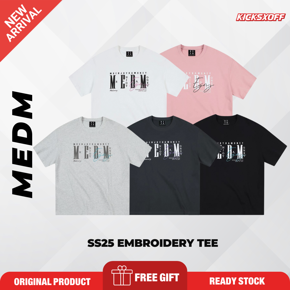 [READY STOCK] MEDM SS25 Oversized Embroidery Logo T-Shirt | Medm Streetwear Tee | Unisex Couple Fashion Top  | 潮牌短袖