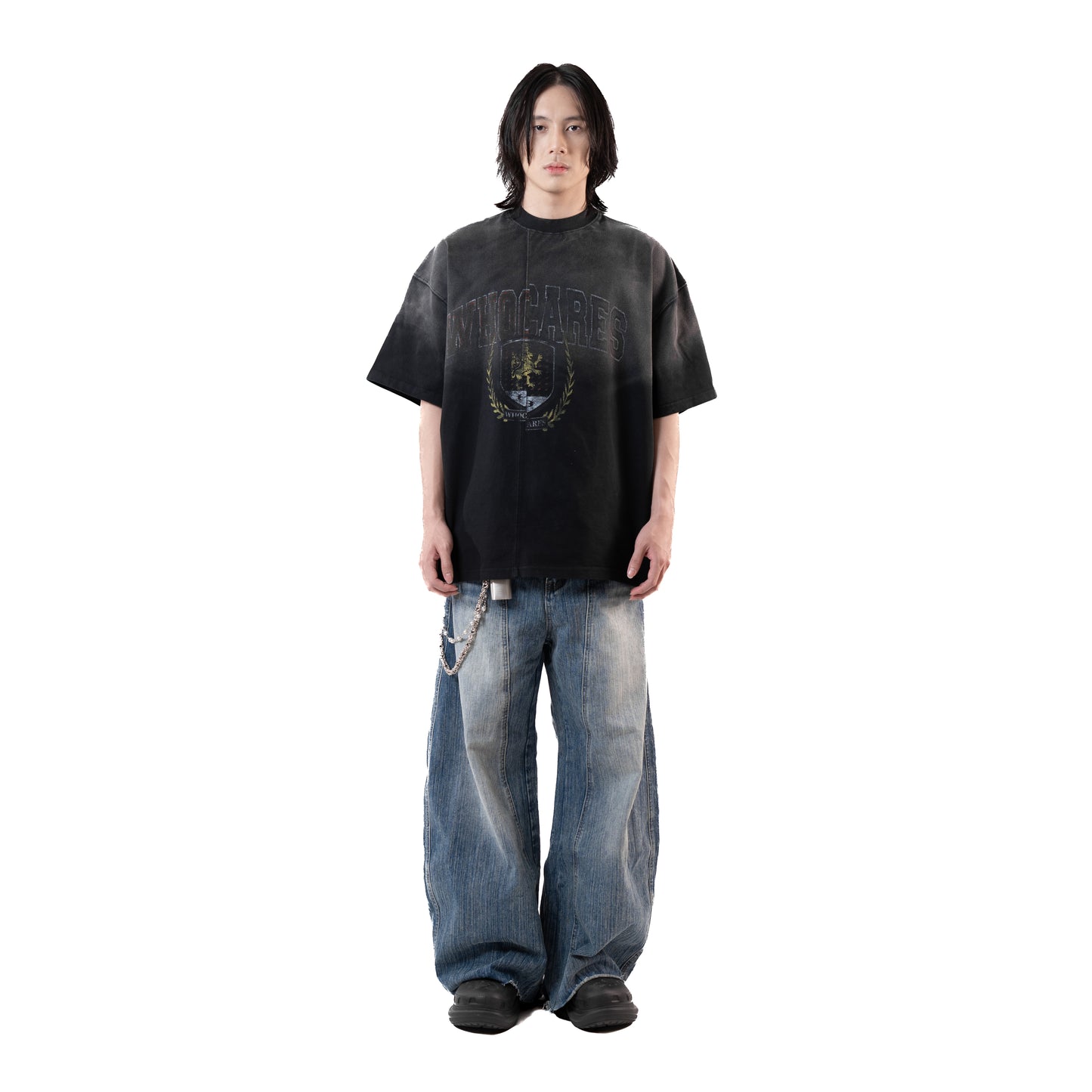 Whocares SS25 Capsule 05 Washed Split Emblem Vintage Streetwear Oversize Tee