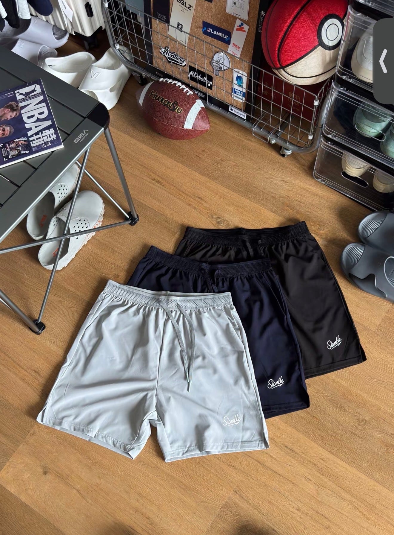 [Ready Stock] Slamble Sports Shorts Men Pickleball shorts Basketball Streetwear Casual Cotton Seluar Pendek 美式短裤 短裤
