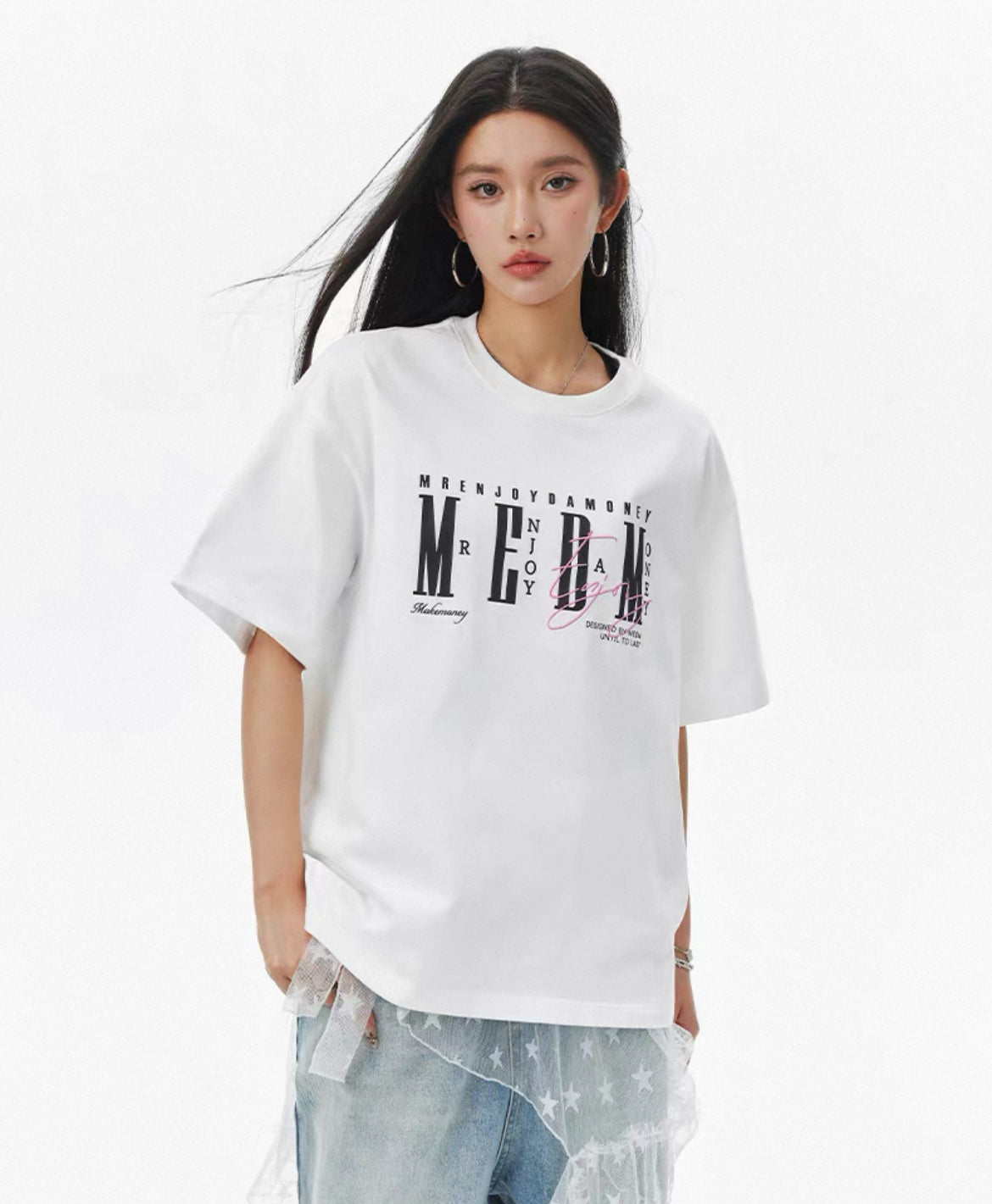 [READY STOCK] MEDM SS25 Oversized Embroidery Logo T-Shirt | Medm Streetwear Tee | Unisex Couple Fashion Top  | 潮牌短袖