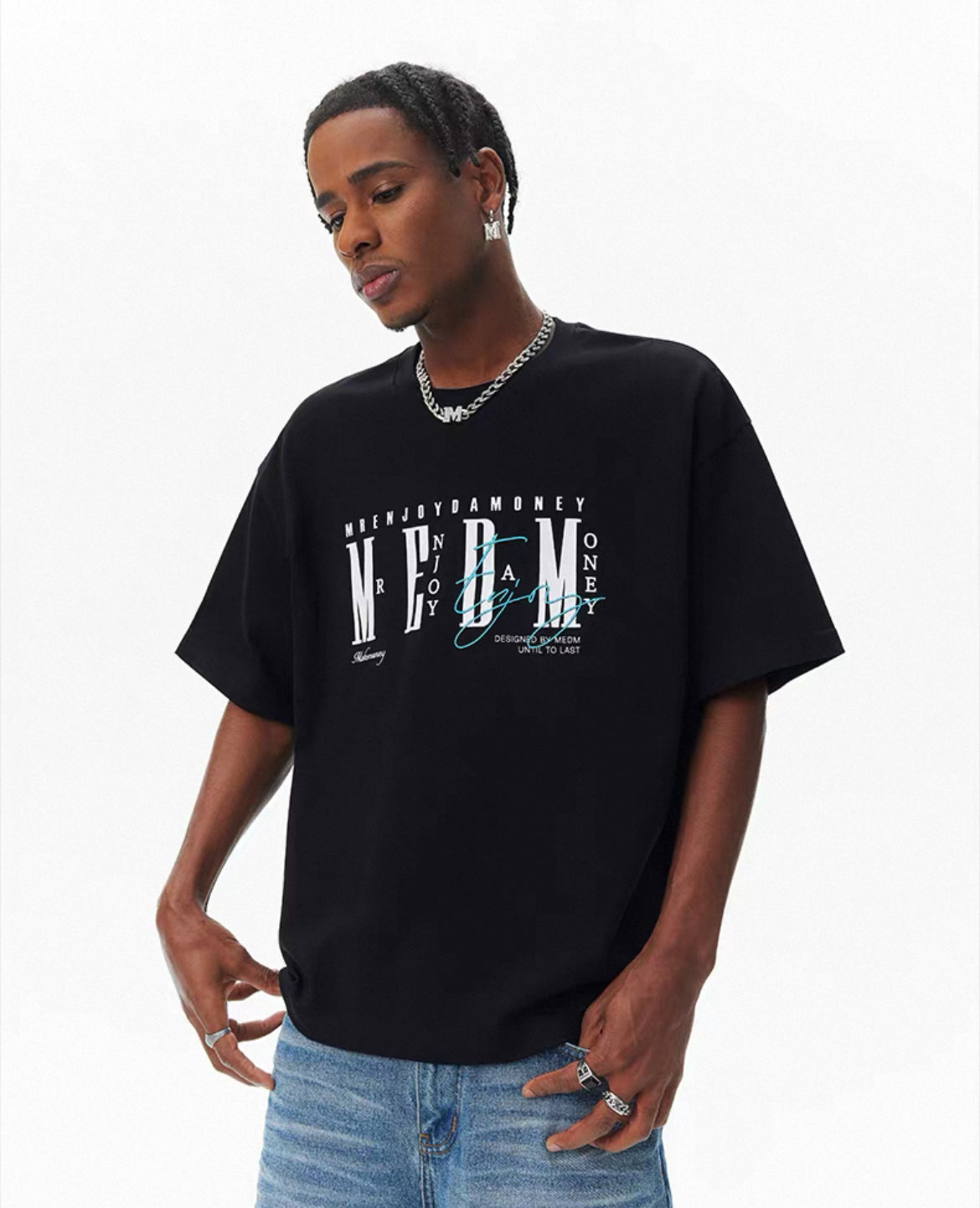 [READY STOCK] MEDM SS25 Oversized Embroidery Logo T-Shirt | Medm Streetwear Tee | Unisex Couple Fashion Top  | 潮牌短袖