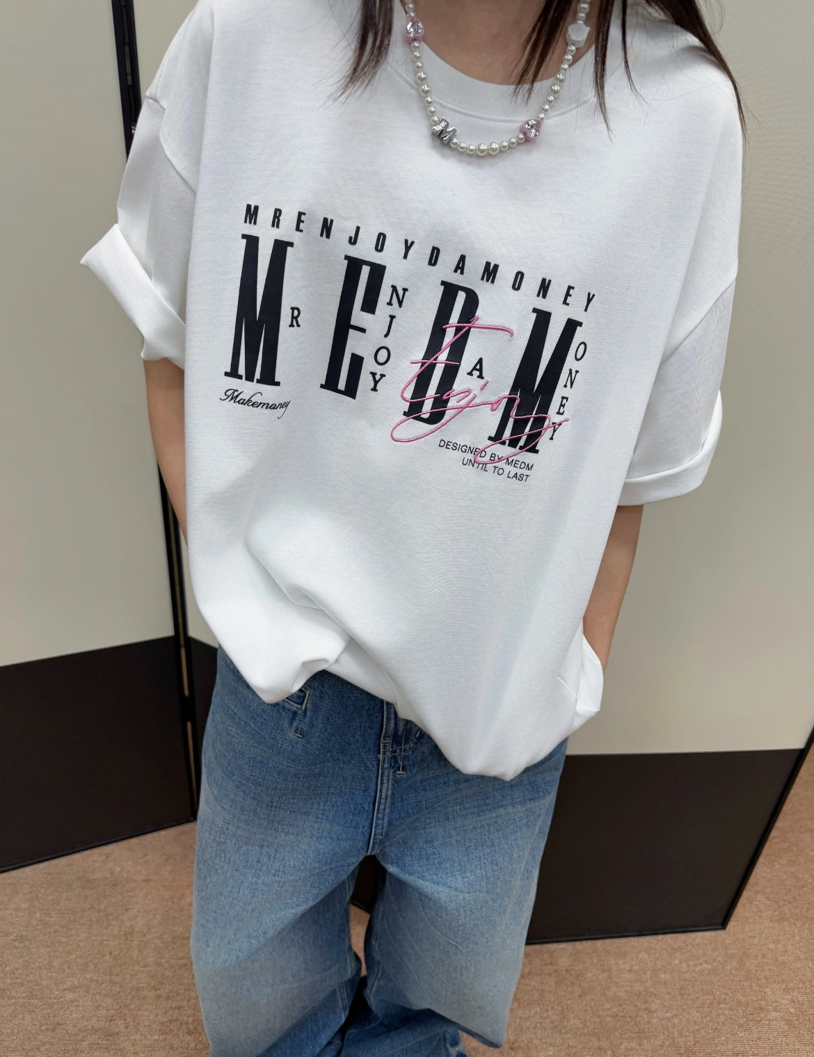 [READY STOCK] MEDM SS25 Oversized Embroidery Logo T-Shirt | Medm Streetwear Tee | Unisex Couple Fashion Top  | 潮牌短袖