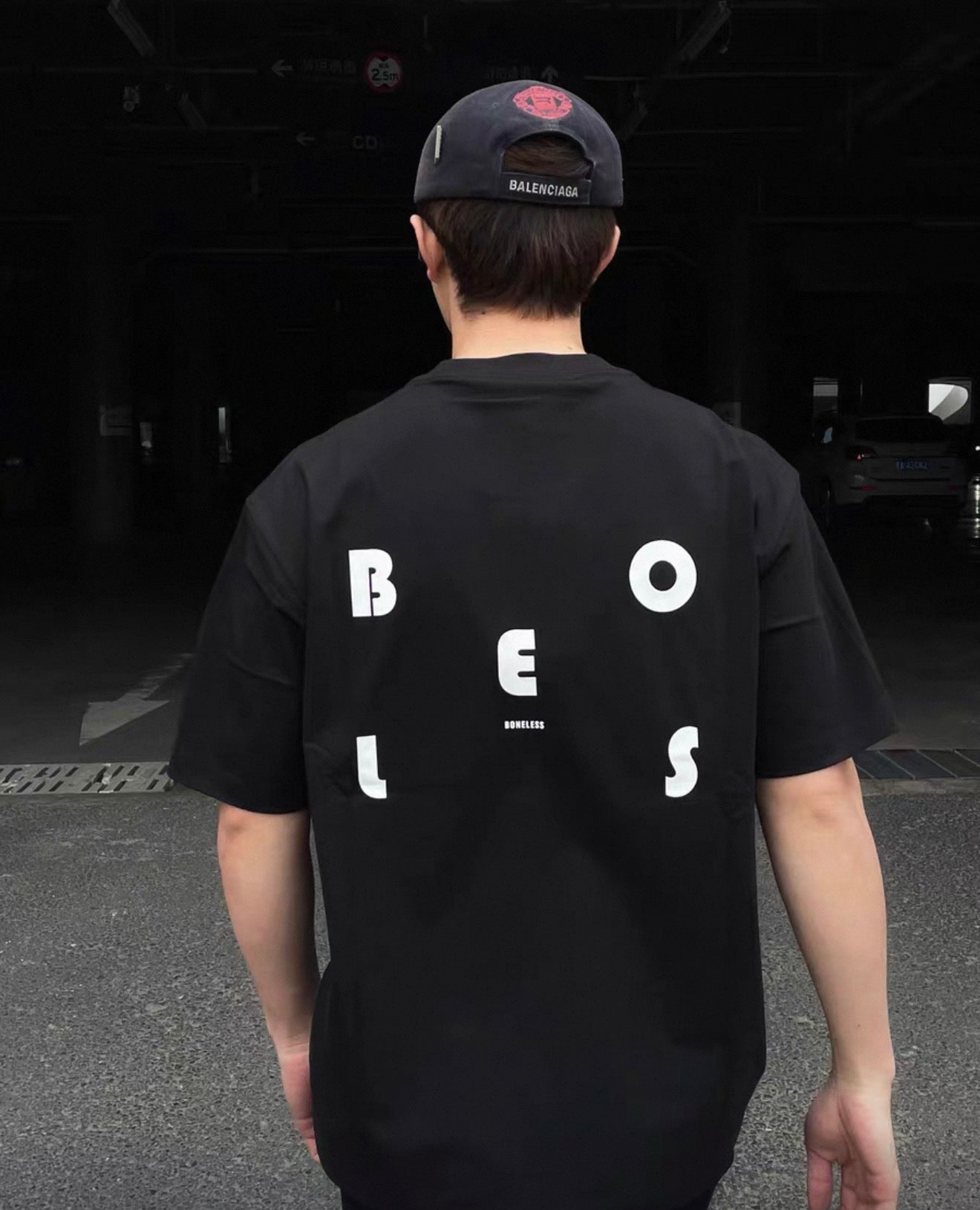 Boneless SS25 Mono Logo Oversized T-Shirt | Unisex Streetwear / Couple Tee | Baju Lelaki Perempuan | 情侣装宽松潮T