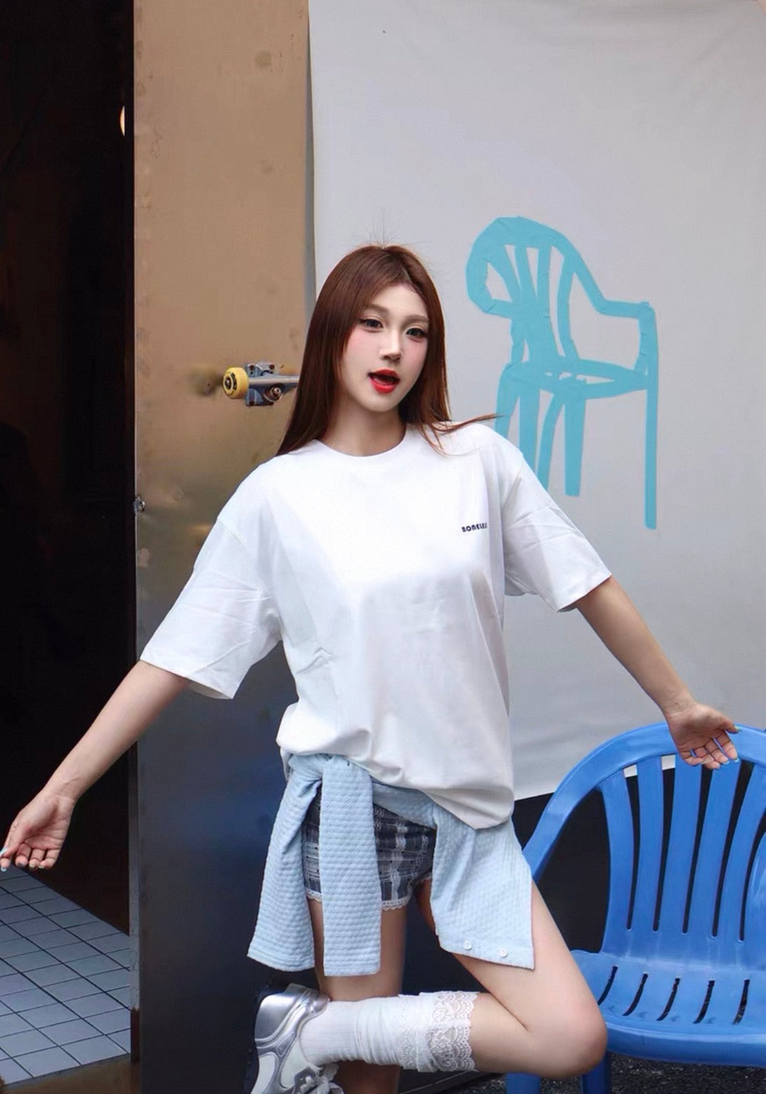 Boneless SS25 Mono Logo Oversized T-Shirt | Unisex Streetwear / Couple Tee | Baju Lelaki Perempuan | 情侣装宽松潮T