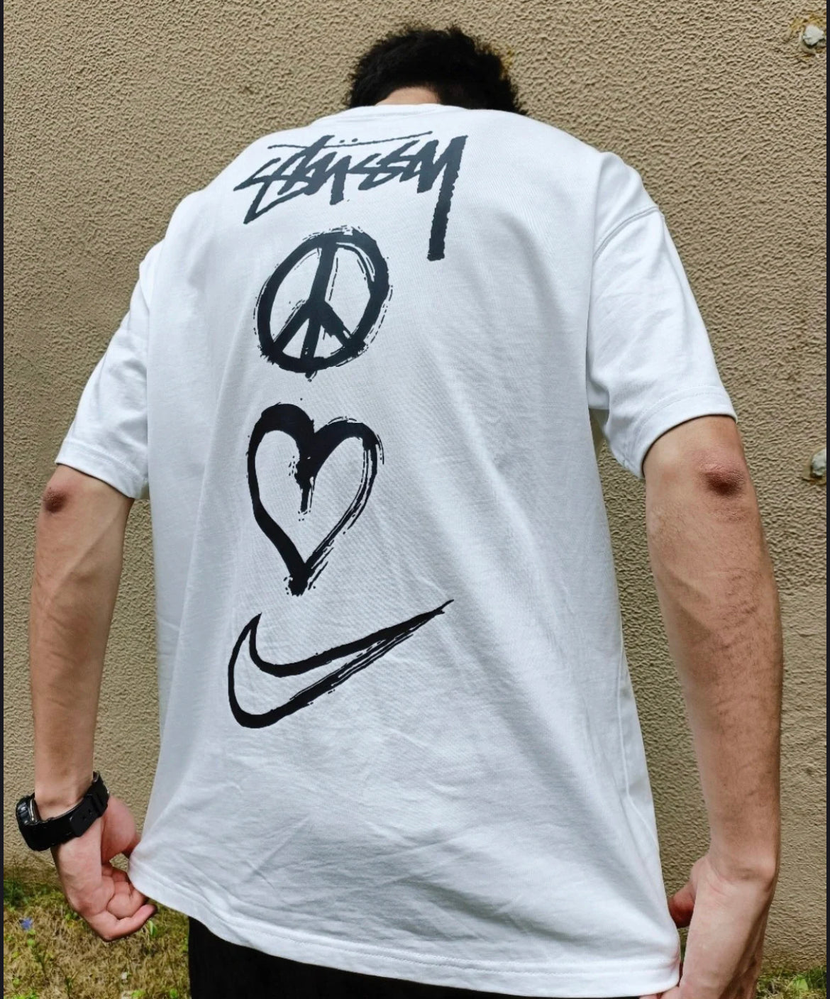 トップスnike stussy peace love swoosh Tシャツ usM
