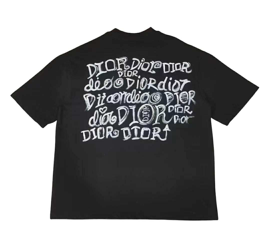 TAX FREE Acrylic Painted Dior Back Wording Streetwear Tee